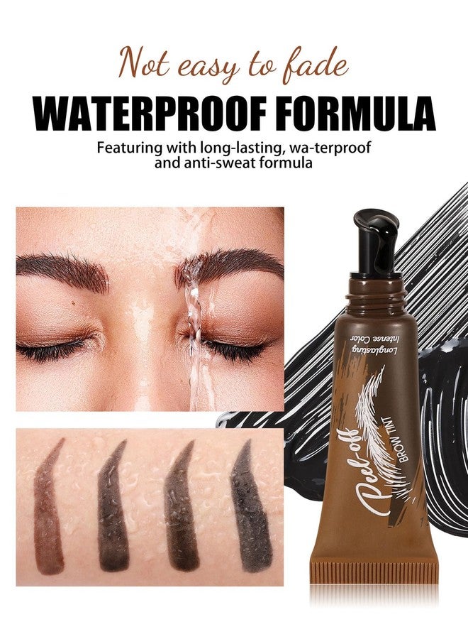 BEUKING Peel Off Eyebrow Gel, Temporary Eyebrow Tint Cream with 150°Small Curved Tray, Long-lasting Waterproof No Smudging Transfer-proof for Fuller & Defined Dyeing Brows (#05 Black, 0.54 oz) - Image 5